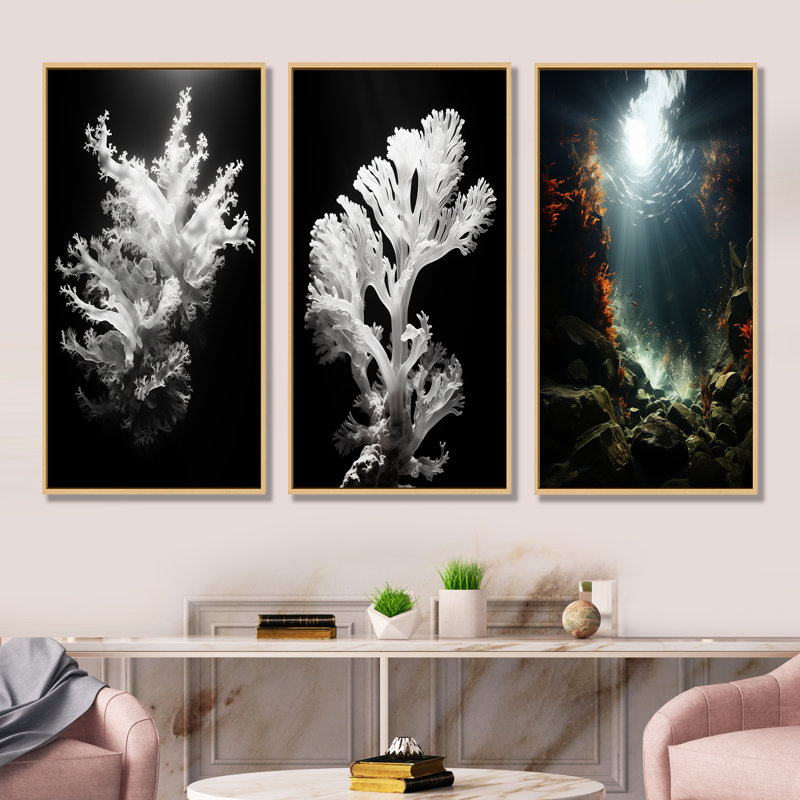 Aqua Serenade Under Water Corail, H 28 po x l 36 po, Cadre flottant brun