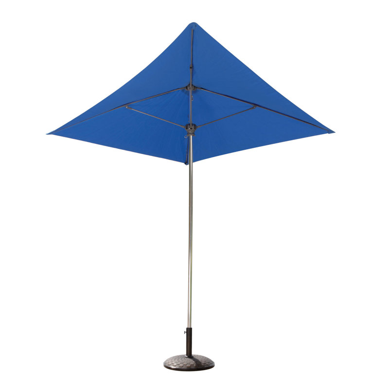 Parasol de marché carré 7 pi Prestige, Aluminium brillant, Bleu pacifique