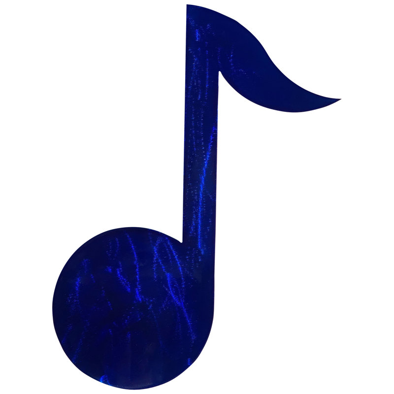 Meyerdirk Art Contemporary Steel Musical Eighth Note Wall Art - Hammered Black, Candy Blue
