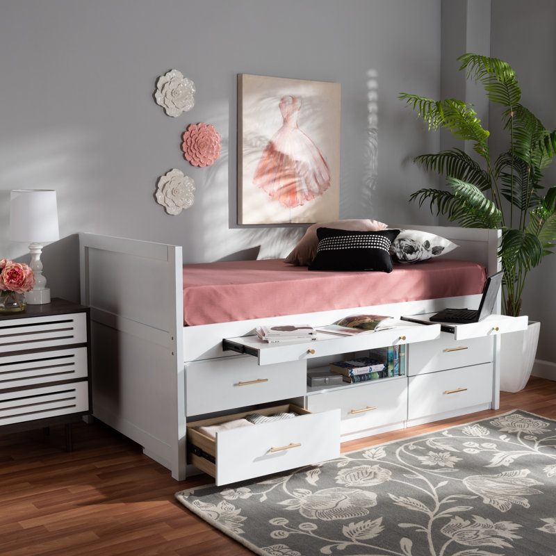 Lit simple avec 5 tiroirs Baxton Studio Mirza