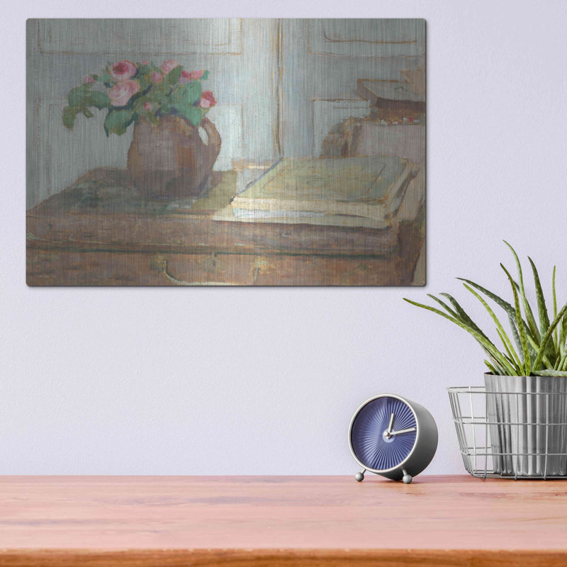 Art mural en métal de luxe 24 po x 16 po «Artist Pain Box With Flowers» par Stellar Design Studio, H 12 po x l 16 po