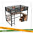 Full Loft Bed With Desk And Storage Non-Woven Fabric Drawers, Metal Loft Bed Frame With Ladders, Nosie-Free And No Spring Box Needed