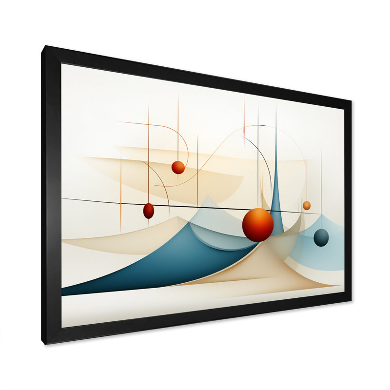 «Red Moon Retro Celestial Landscape», reproduction sur toile, H 34 po x l 44 po x P 1,5 po, Cadre simple noir