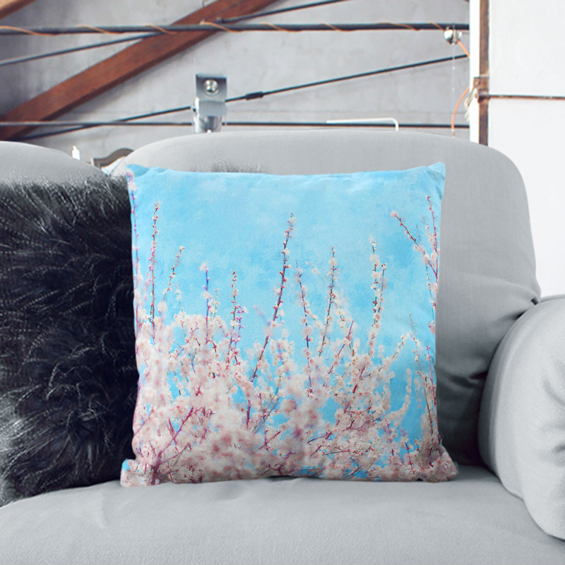 Top of the Blossom Tree Cushion with Filling, 40cm H x 40cm W x 15cm D, Black