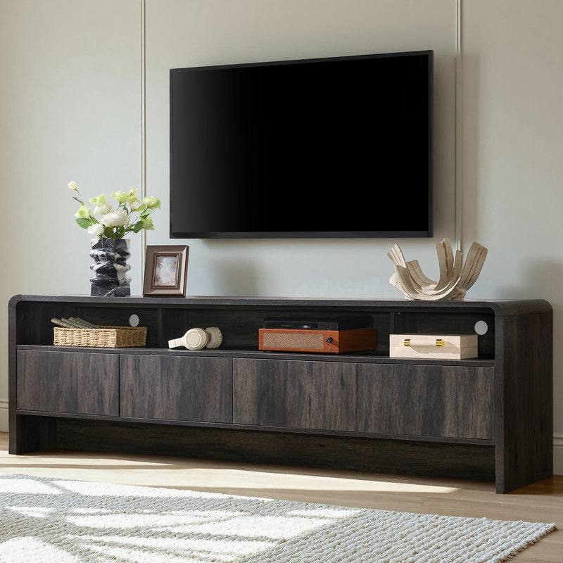 70" Modern TV Stand with Open Shelf&Large Storage Space for TVs up to 75",Black, Black