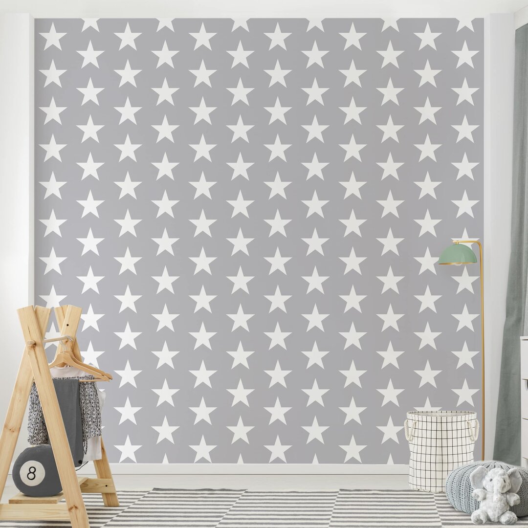 Strukturierte Tapete White Stars on Grey Background 1,92 m x 192 cm