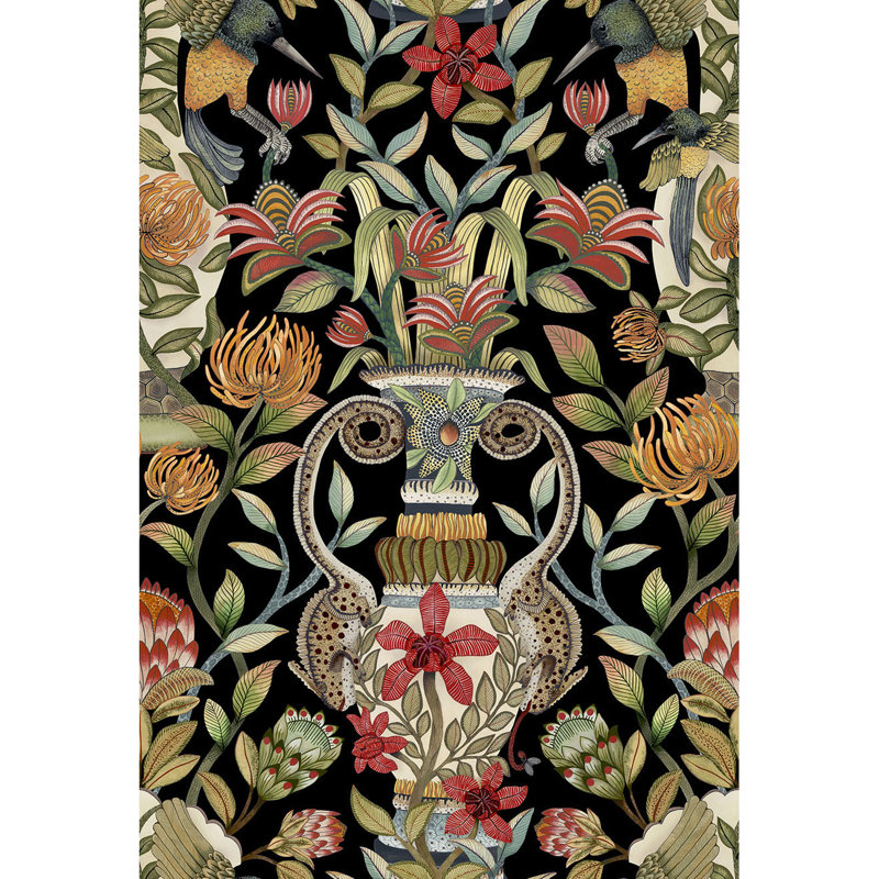 Ardmore-Jabula Protea Garden 33' L x 20.5" W Wallpaper Roll, Olive Green/Black