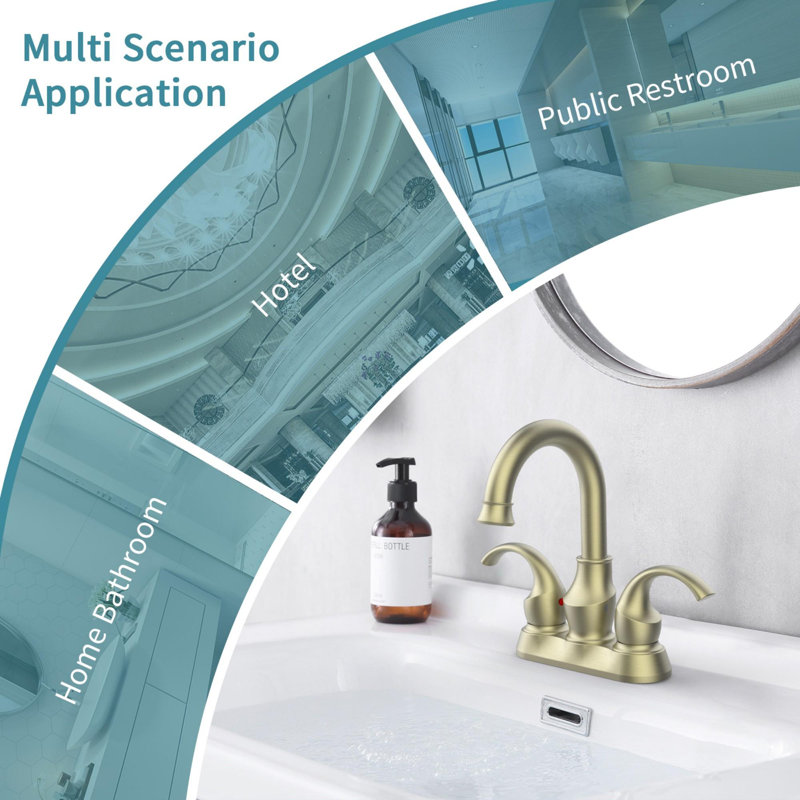 Bathroom faucet with 360 degree turn spout, Brushed Gold