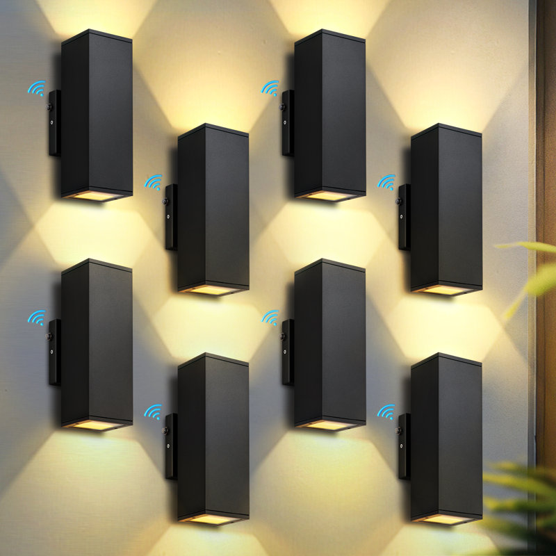 Applique murale d'extérieur moderne avec lumière d'extérieur et lumière du jour en aluminium trempé 12W, Noir mat