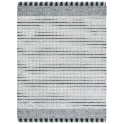 Vermont Flat Weave Wool/Cotton Striped Rug in Black/White