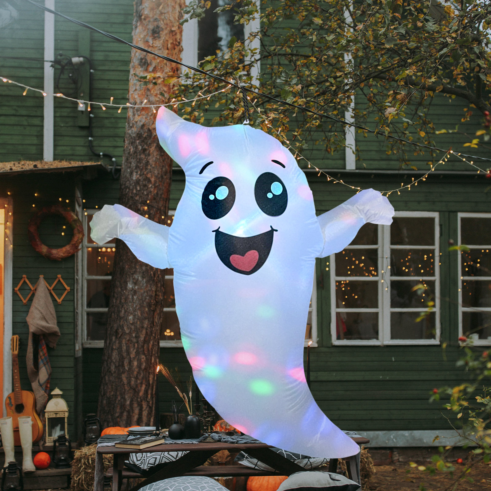 GOOSH Halloween Inflatable 5 FT Cute Hanging Ghost Inflatables Outdoor