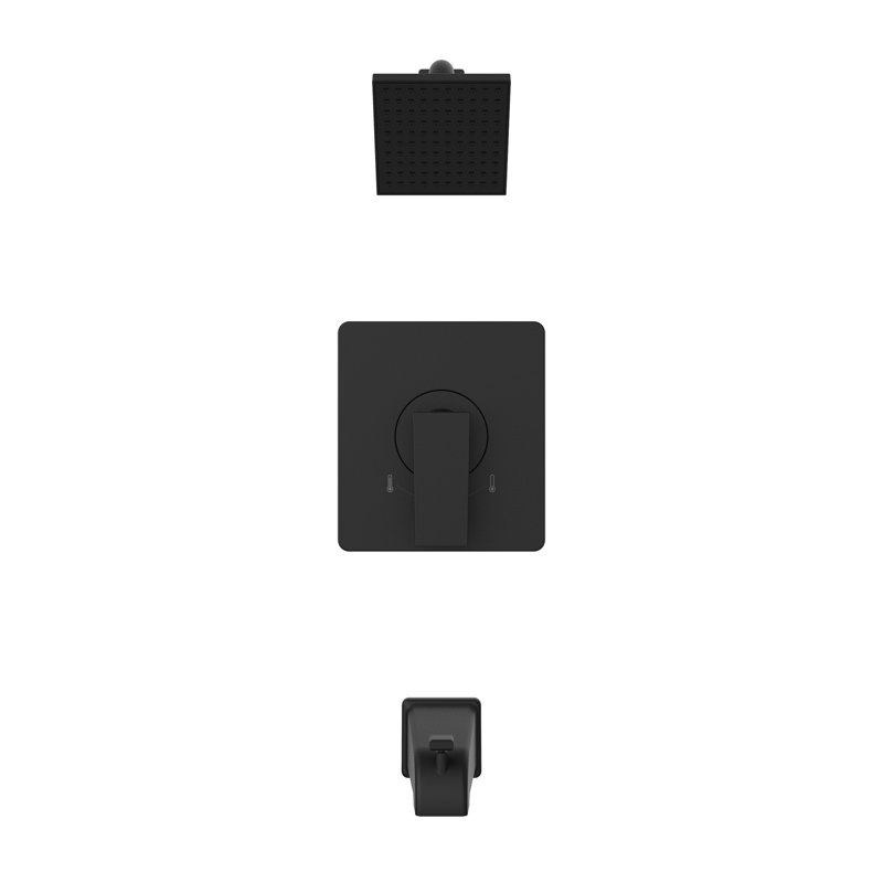 Quadrato All-In-One Kit with Rough in-Valve, Matte Black