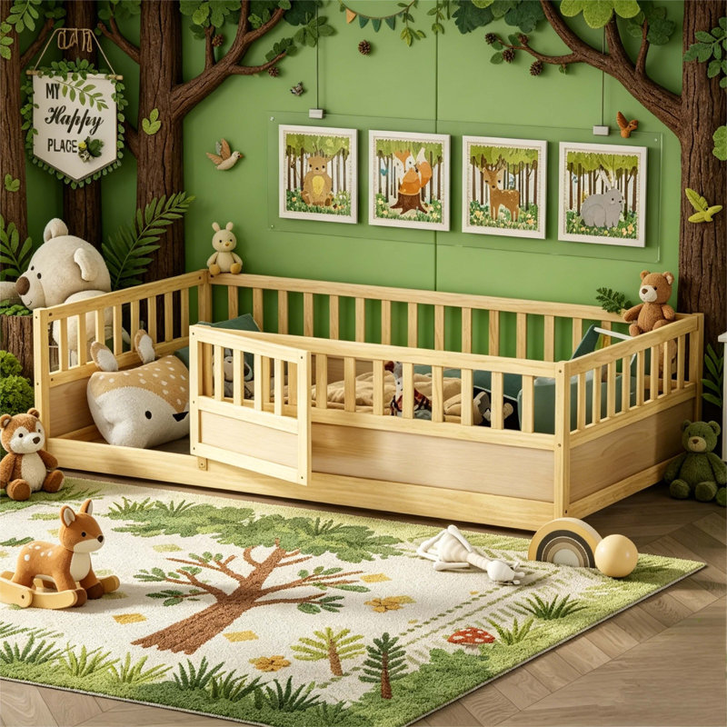 Lit simple simple Montessori, Lit simple, Bois naturel
