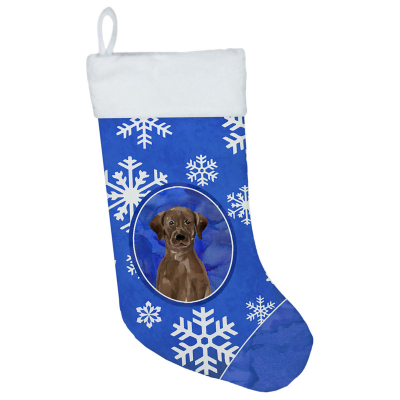 Chaussette de noël winter flocons de noël, Labrador Retriever chocolat
