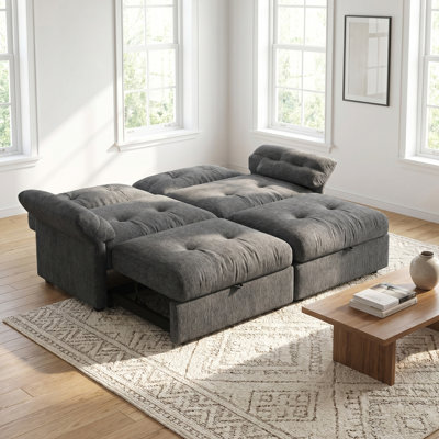 81.5" Tufted Convertible 2-In-1 Chenille Sofa Bed