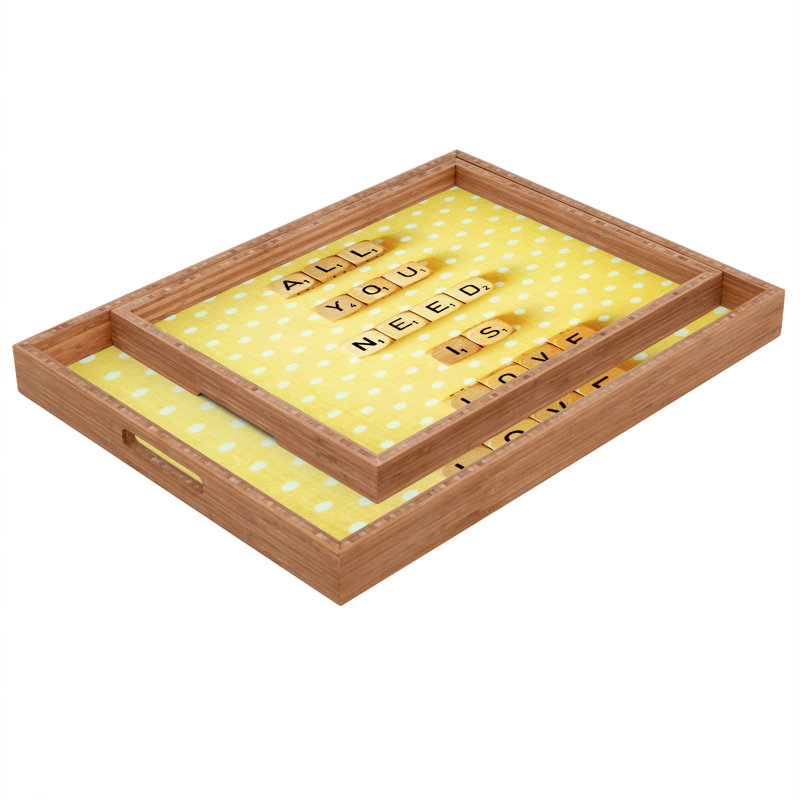Happee Monkee Wood Tray, 1.75" H x 18" W x 14" D