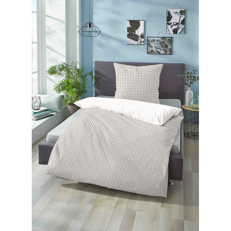 100% Cotton 80 TC Reversible Duvet Cover Set, 200 x 200cm - 2 pillows 80 x 80cm, Taupe