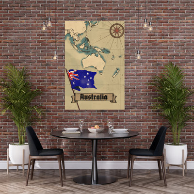 Art mural rétro, carte de l'Australie rétro