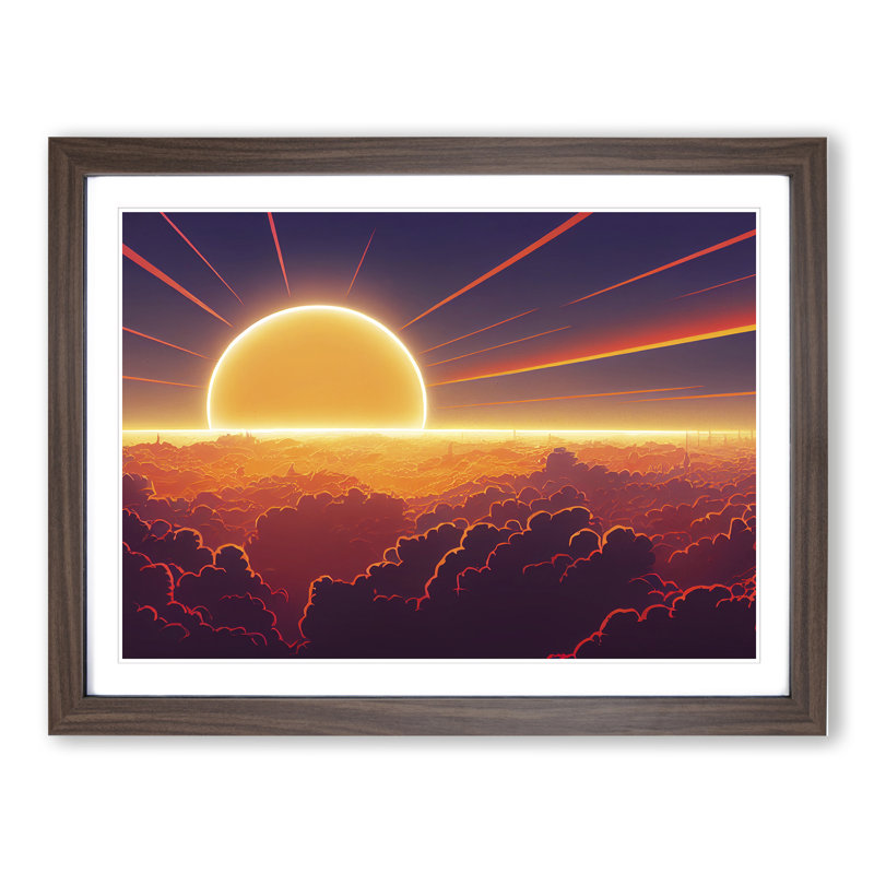 Dazzling Sunset - Single Picture Frame Print, Walnut Framed, 46cm H x 64cm W x 2cm D