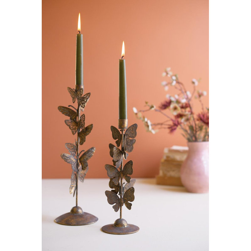 Ensemble de deux porte-bougies papillons