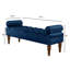 Banc capitonné en velours bleu marine avec pieds espresso pour chambre à coucher ou entrée