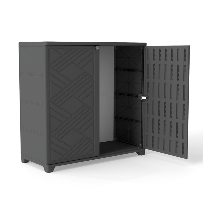  Armoire de rangement extérieure en forme de diamant 75 gallons Decksplore, Noir