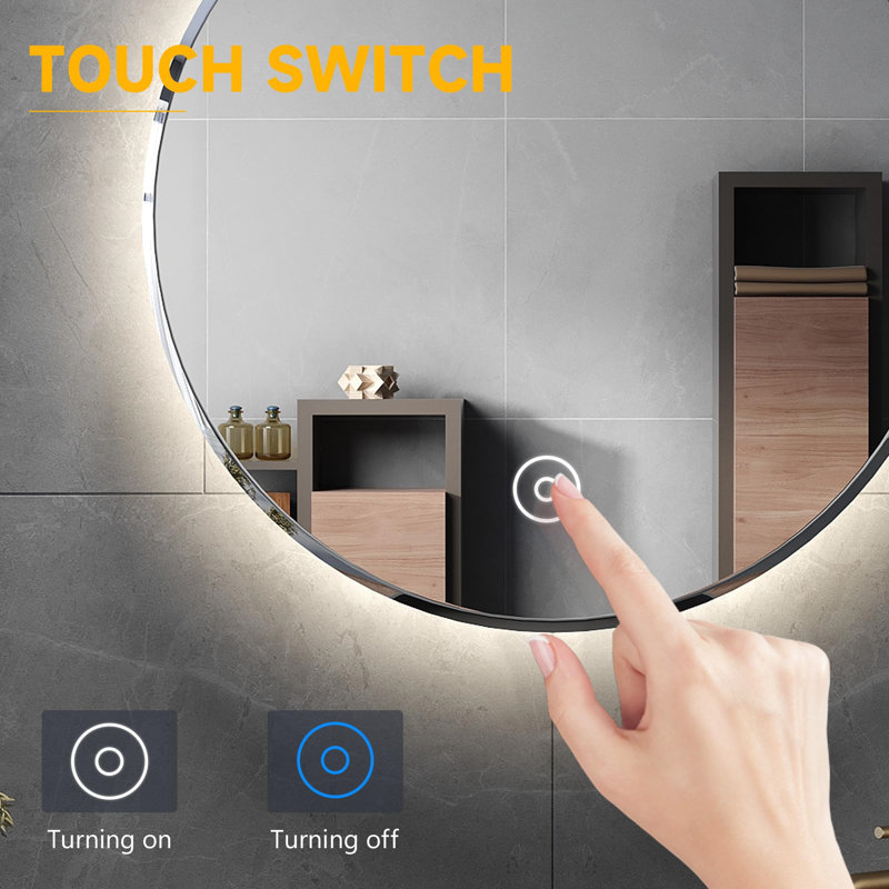 Round Lighting LED Light Bathroom Mirror Backlight Makeup Mirror With Sensor Touch Control, Dust And Fog Proof