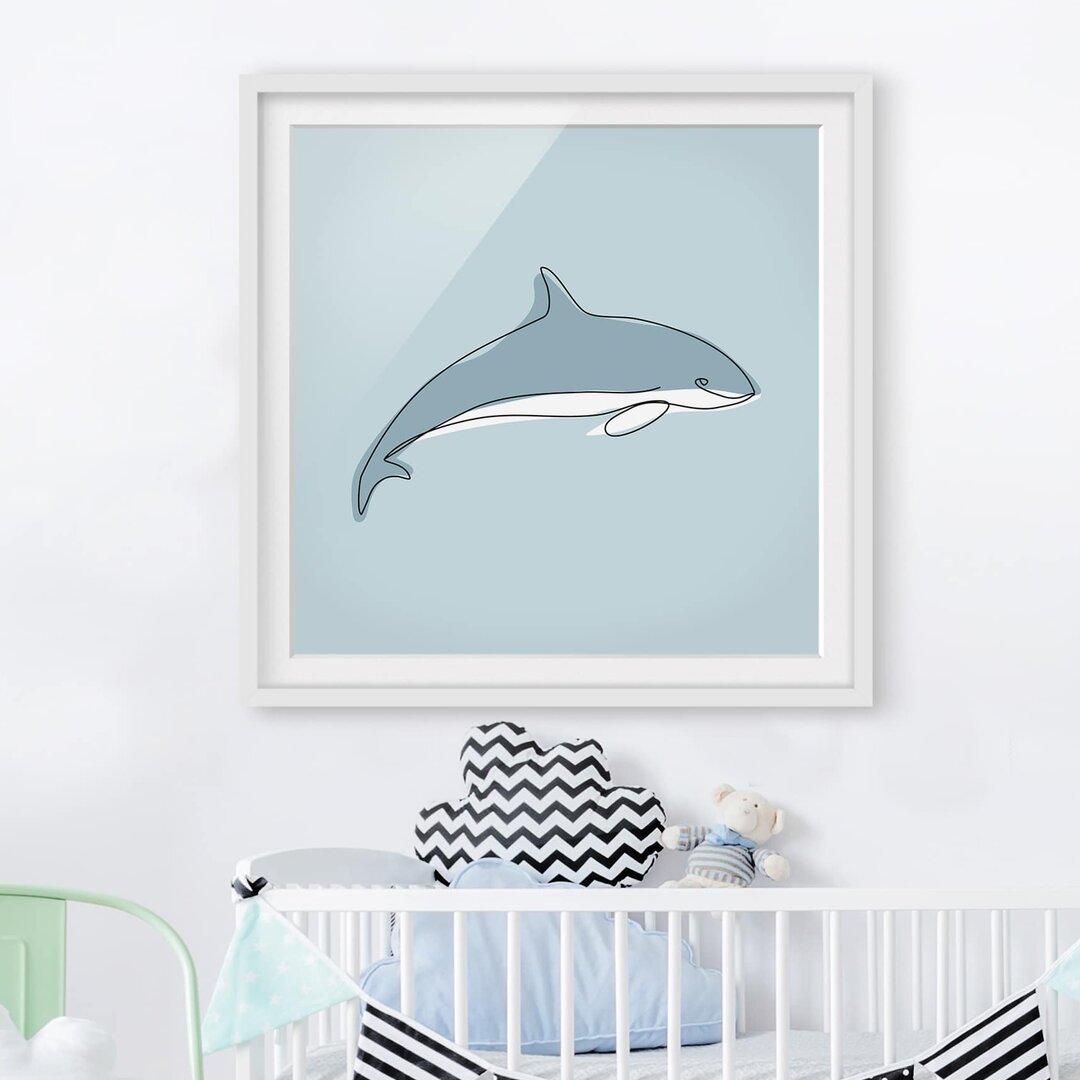 Picture With Frame - Dolphin Line Art - Square 1:1