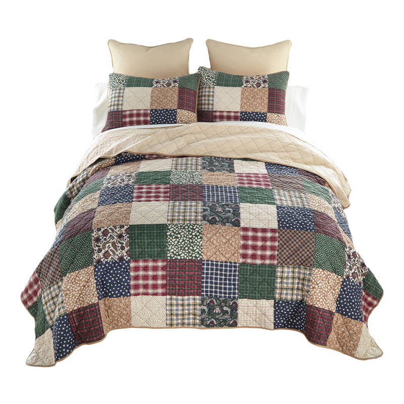 Ensemble de courtepointe en coton 3 pièces Rustic Paisley, Courtepointe pour lit grand + deux taies décorati