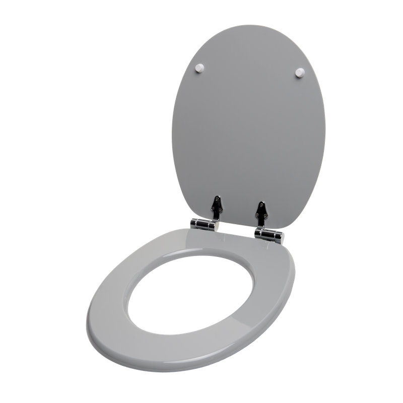 Soft Close Elongated Toilet Seat, Grey