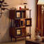 Brun clair + noir massif + bois manufacturé + vitrines