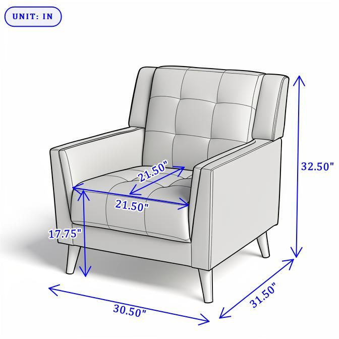 Fauteuil capitonné avec pieds en bois, Bleu