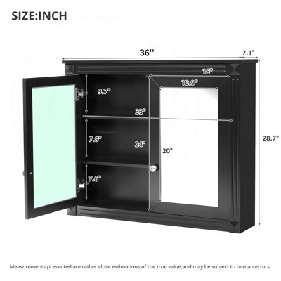 Pharmacie murale 36 x 28 pouces avec 2 miroirs et 2 tablettes réglables