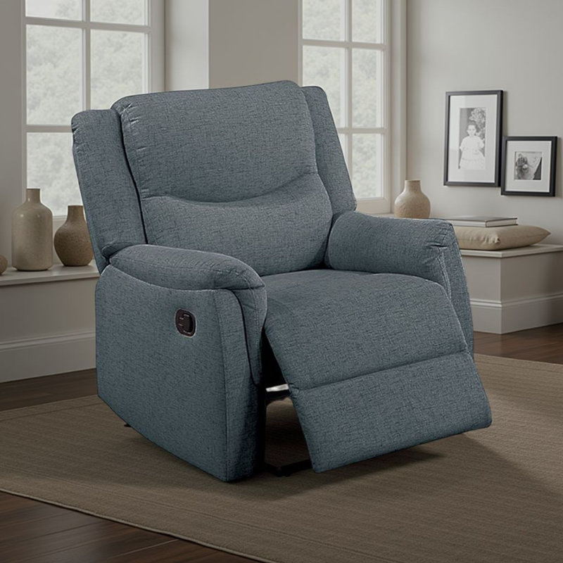 Sharnele Upholstered Recliner, Dark Gray Burlap