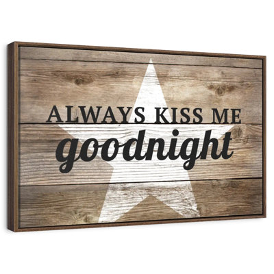 Kiss Me Goodnight Love Typography Wall Sign