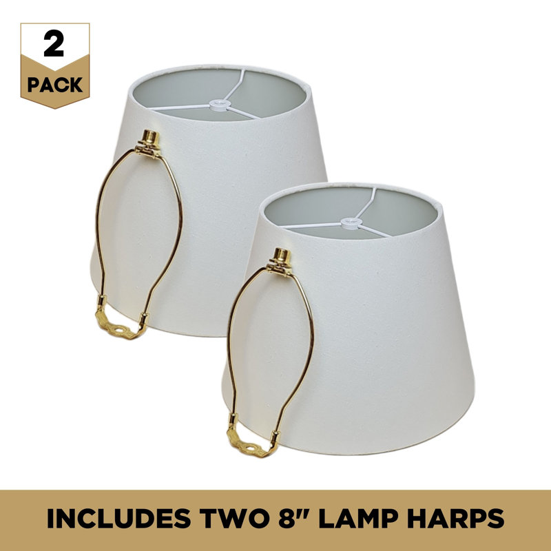 9 in. H x 13 in. W Linen and Plastic Empire Lamp Shade, White