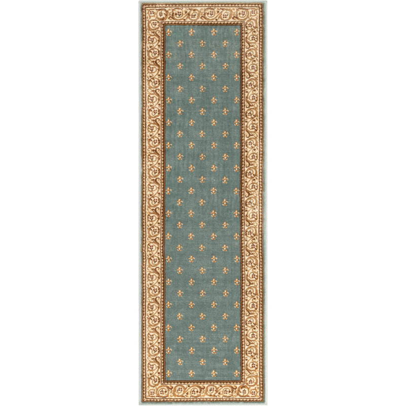 Tapis bleu pâle Charlton Home® Doykos, Tapis de couloir 2 pi 3 po x 7 pi 3 po