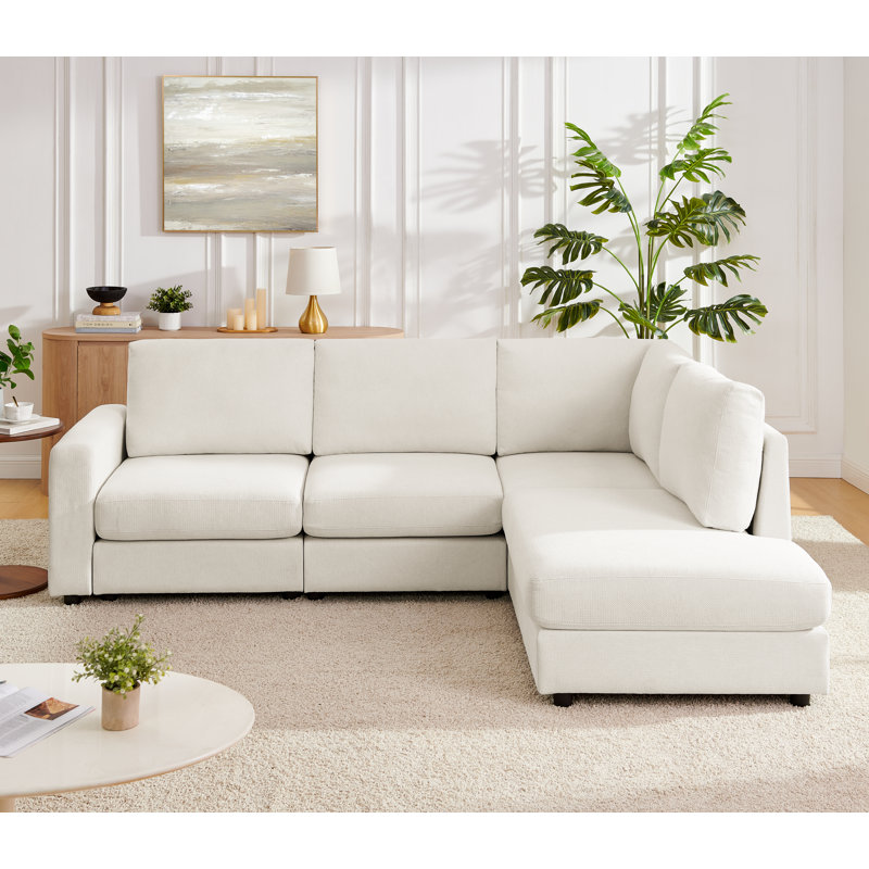 Canapé modulaire réversible en L de 100 po 4 pièces Austin, tissu résistant aux taches et facile à nettoyer pour le salon et l’appartement