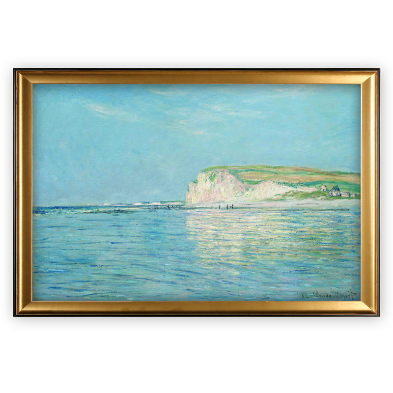 « low marée » par claude monet», reproduction de peinture à l’huile, H 27 po x l 39 po x P 2 po, Cadre doré, Pas de tapis