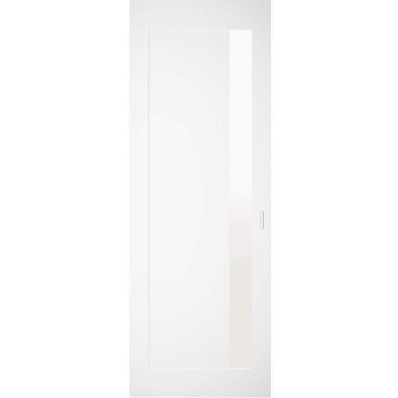 Grange cachée | Planum 0660 peint avec verre givré | Portes modernes robustes à finition affleurante | Ensemble coulissant Magic