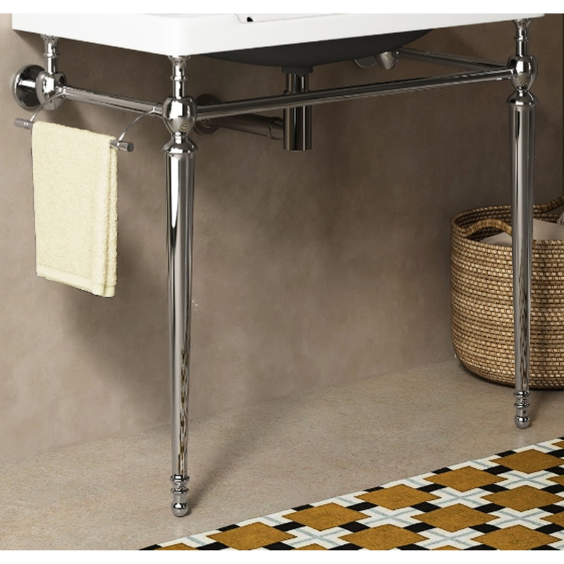 Meuble-lavabo autoportant de 36 po Finish avec pieds en fer et barre à serviettes détachable orientée vers la gauche ou vers la droite, livré avec l'ensemble d'assemblage, poids de 10,23 lb, pieds, paquet plat, guide étape par étape, 34,9 po