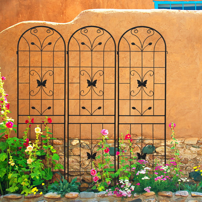 86,7 "X 19,7" Jardin d'escalade pour l'extérieur, paquet de 2 en métal antirouille, plantes en fer noir pour l'extérieur, métal antirouille, support