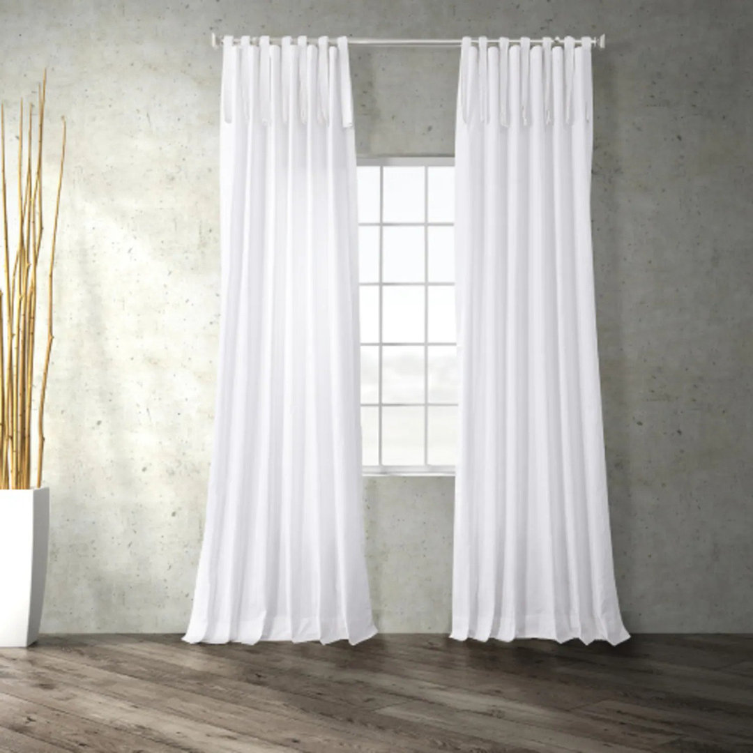 Camarena Tie Top Semi Sheer for Bedroom, Living Room Cotton Curtains Single Window Panel Trule Curtain 
