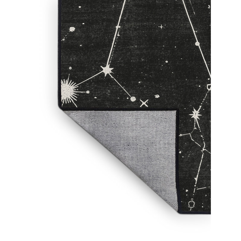 Machine Washable Pavle Modern & Contemporary Starburst Rug in Gray – Black Binding, 2x3