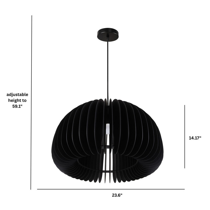 Luminaire suspendu en bois Luna, Noir satiné, Noir