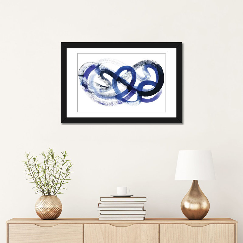 « blue kinesis ii », reproduction sur toile, H 16 po x l 24 po x P 1 po, Papier d'art encadré noir, Blanc