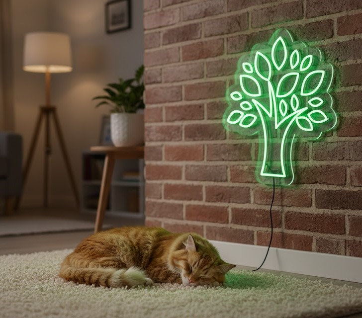  | Arbre en néon | Fabriqué à la main avec un tube néon flexible durable offrant un éclairage lumineux et uniforme pendant plus de 50 000 heures sans décoloration | 24 x 21 | Vert