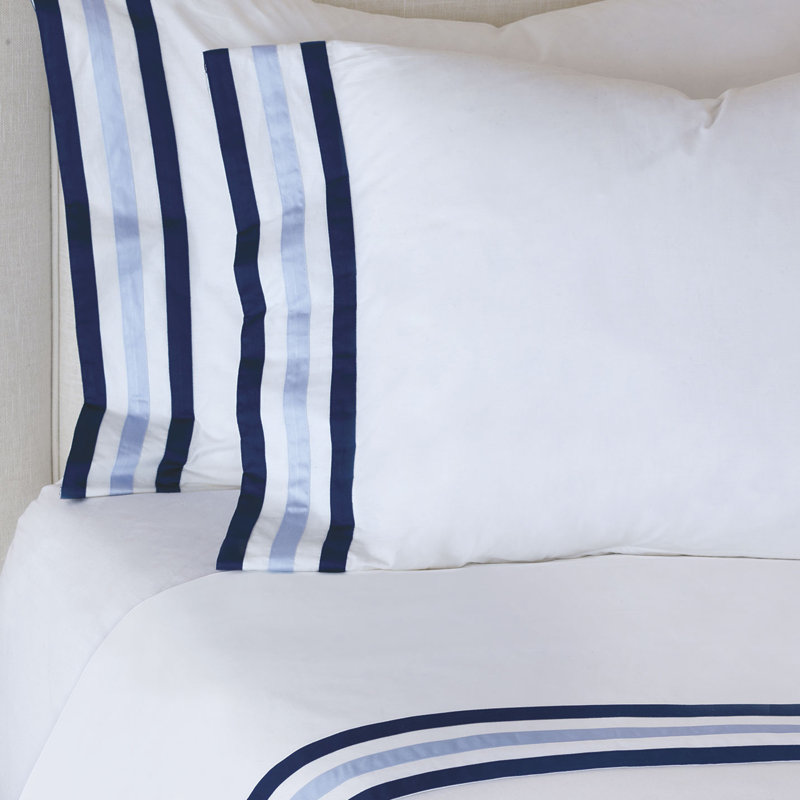 Brentwood Sheet Set, White/Blue, Twin Sheet Set + 1 Pillowcase
