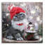 «Chat gris dans un bonnet rouge et bonhomme de neige dans une boule de neige» par Kajenna Art, 36 po x 36 po-1605133566