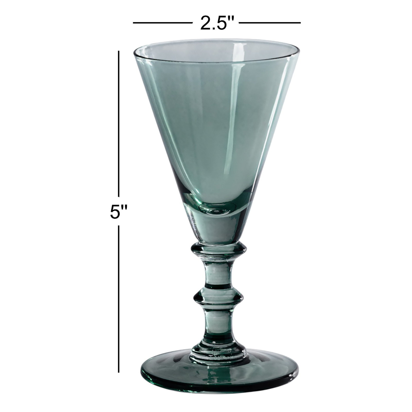 Lorraine 6-Piece Set Vintage Glass Cordial, Dark Ivy